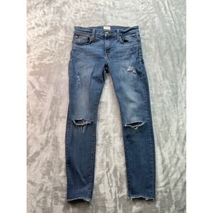 Hudson Ankle Krista Distressed Skinny Jeans Ripped Knee Mid Rise Size 27